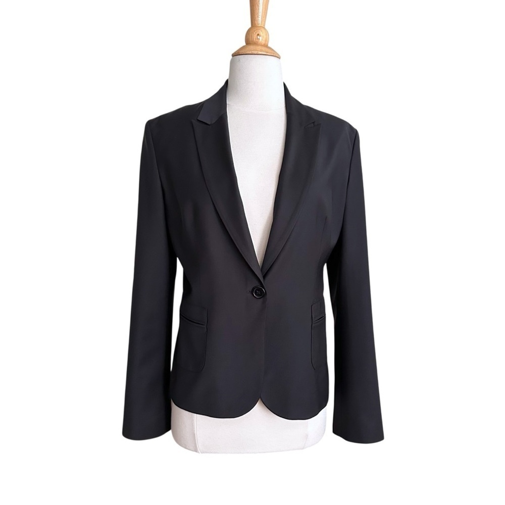 AUSTIN‎ REED Wool-Blend Black Blazer British Tailoring Careerwear UK 40 US 10